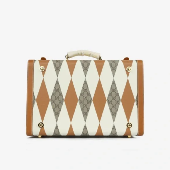 BRAND NEW GUCCI LUGGAGE! Rhombus Beige and ebony GG Supreme canvas Savoy Medium - Picture 13 of 15